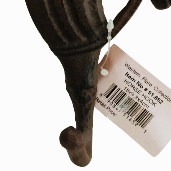 Rustic Cast Iron Horse Head Single Wall Hook-Western Flare Collection-NWT - Picture 4 of 10